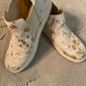 Calf Hair Gold Speckled Ankle Shoes